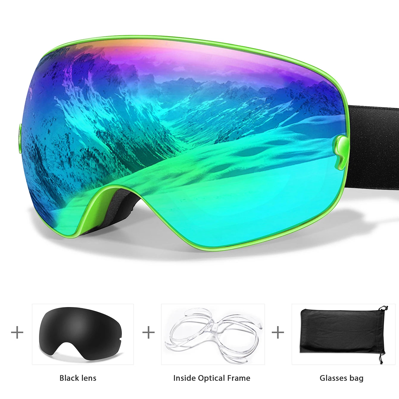 Men Women Outdoor Sports Ski goggles Anti-fog Snowboarding Snowmobile Glasses UV400 Charngeable Lens Teen Charistmas Cycling