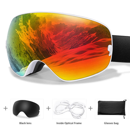 Men Women Outdoor Sports Ski goggles Anti-fog Snowboarding Snowmobile Glasses UV400 Charngeable Lens Teen Charistmas Cycling