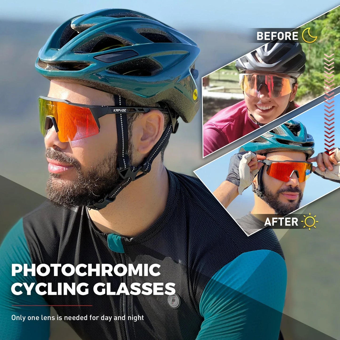 Kapvoe Photochromic Fahrradbrille