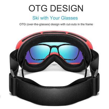 Men Women Outdoor Sports Ski goggles Anti-fog Snowboarding Snowmobile Glasses UV400 Charngeable Lens Teen Charistmas Cycling