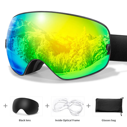 Men Women Outdoor Sports Ski goggles Anti-fog Snowboarding Snowmobile Glasses UV400 Charngeable Lens Teen Charistmas Cycling