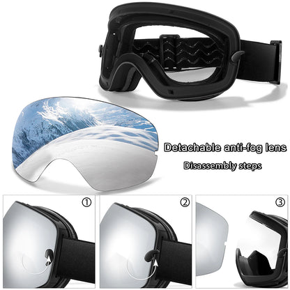 Men Women Outdoor Sports Ski goggles Anti-fog Snowboarding Snowmobile Glasses UV400 Charngeable Lens Teen Charistmas Cycling